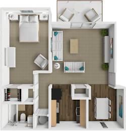 1 bed floor plan at retreat at mill creek