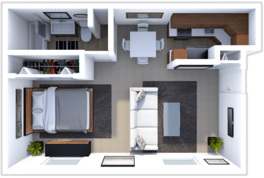 a floor plan of a 1 bedroom apartment