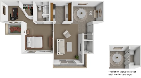 A diagram of a house layout with a kitchen, living room, and bathroom.