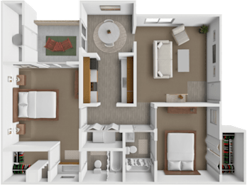 2 bed 2 bath Sandia floor plan at Mesa Ridge
