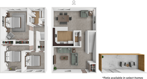 A set of three images showing different floor plans of a house.
