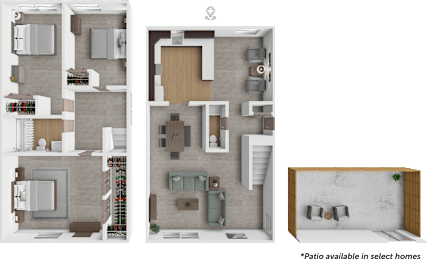 A set of three images showing different floor plans of a house.