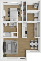 1 bed 1 bath floor plan at northridge crossing apartments