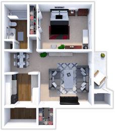 1 Bedroom 1 Bathroom apartment floor plan