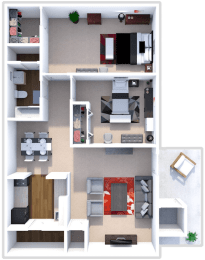 2 Bed 1 Bath Harrington Floor Plan at North Park