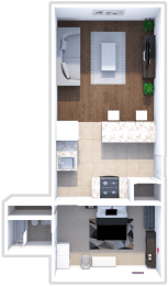 1 bed 1 bath floor plan 750 sq ft at northwoods