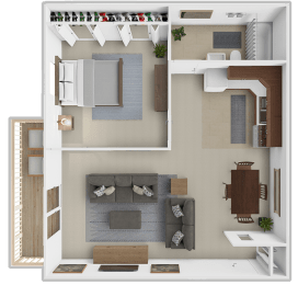 a floor plan of a house with a bedroom and a living room