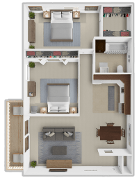 a 3d rendering of a residential floor plan