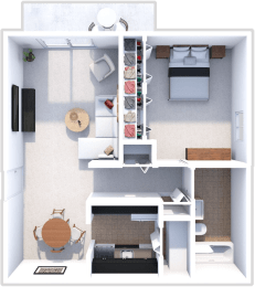 1 bedroom, 1 bath floor plan for North Lake Village apartments