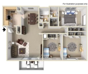 three bedroom apartment floor plan