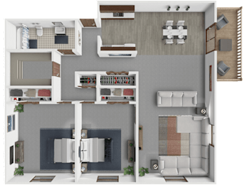 A floor plan of a 2 bedroom pike apartment