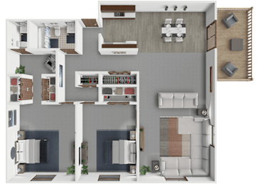 A 2 bedroom floor plan called Sturgeon, with 1.5 bathrooms