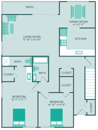 two bedroom two bathroom floor plan 1190 square feet