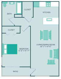 one bedroom one bathroom floor plan 700 square feet