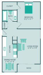 one bedroom one bathroom floor plan 724 square feet