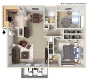 floor plan of two bedroom apartment