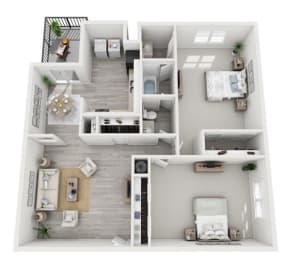  Floor Plan 2 Bedroom 1.5 Bath