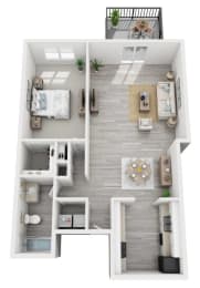  Floor Plan 1 Bedroom 1 Bath
