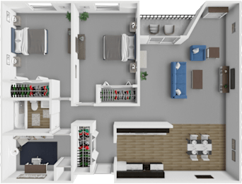 2 bed 1 bath Munsinger floor plan at Park Meadows