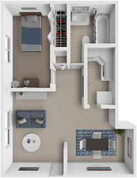 1 bed mustang floor plan at Preston Oaks Apartments