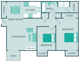 two bedroom one bath floor plan