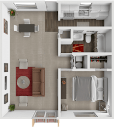1 bed 1 bath floor plan