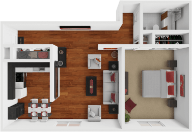 1 bed 1 bath floor plan at preserve at woodland apartments