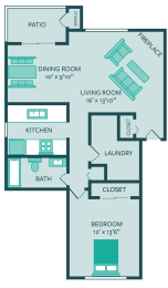 Floor Plan  floor plan of one bedroom apartment