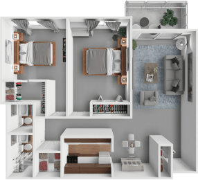 Ridge Oaks Evergreen Floor Plan, Two bedroom