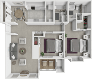 2 bed 2 bath Chestnut Oak floor plan at River Oaks