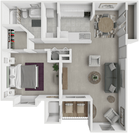 1 bed 1 bath Pin Oak floor plan at River Oaks