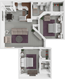 2 bed 2 bath floor plan at rosewood apartments