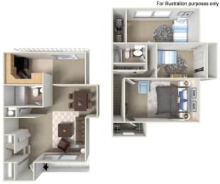 3 bedroom townhome floor plan