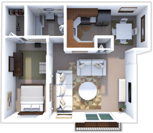 a floor plan of a one bedroom apartment