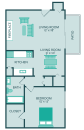 Floor Plan  one bed one bath floor plan at forest park apartments