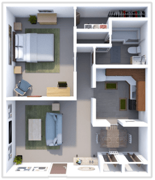 Floor Plan  1 bed 1 bath floor plan at sandpiper cove apartments in Sandusky, OH