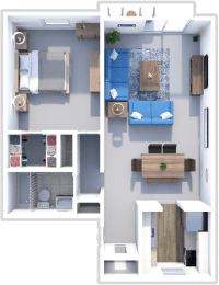 Floor Plan  1 bedroom, 1 bath, Aspen floor plan at Retreat at Seven Trails