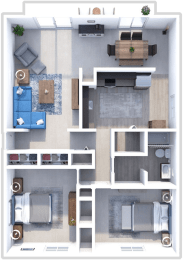 Floor Plan  2 bedroom, 1 bath, Keystone floor plan at Retreat at Seven Trails