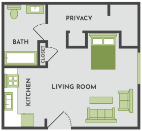 Studio floorplan in Kalamazoo