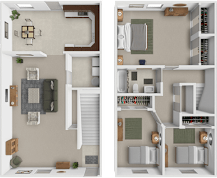 A 3 bedroom townhome at tanglewood apartments in Erie, PA.