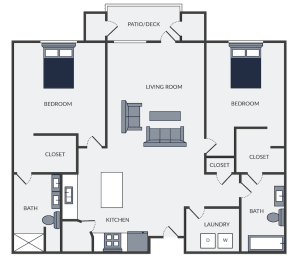 2 bed 2 bath floor plan at the chateau apartment homes