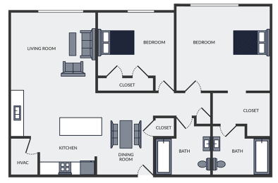 floor plan of a 2 bedroom apartment