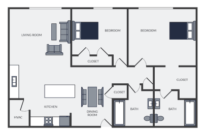 2 bedroom 2 bathroom apartment floor plan