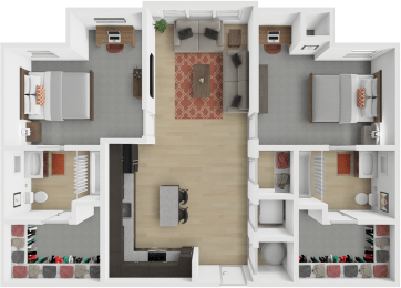The Depot 2 bedroom, 2 bath floor plan