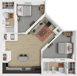 The Depot 2 bedroom, 2 bath floor plan