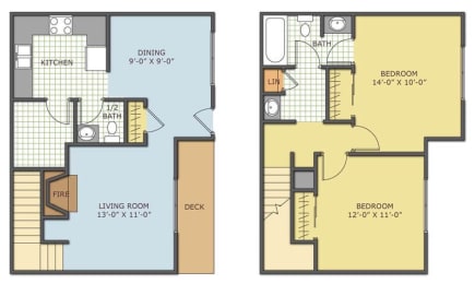Floor Plan  jackson TN 2 bedroom townhome for rent