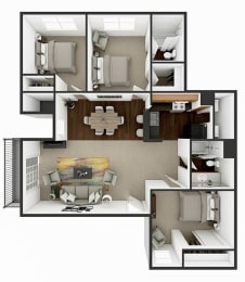  Floor Plan Three Bedroom Two Bath