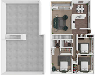 3 bedroom 2 bathroom apartment at The Oaks at Prairie View Apartments in Kansas City