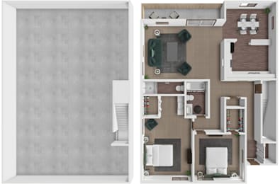2 bedroom 2 bathroom apartment at The Oaks at Prairie View Apartments in Kansas City