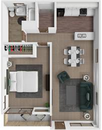 1 bedroom 1 bathroom apartment at The Oaks at Prairie View iApartments in Kansas City